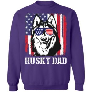 Husky Dad American Flag Glasses T Shirt Hoodie Sweatshirt Product Photo