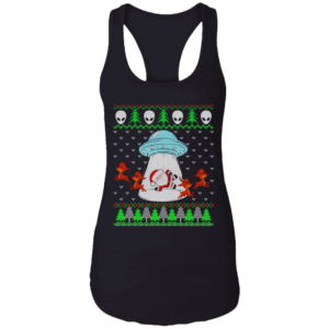 Santa And Reindeer Alien Invasion Christmas Shirt Ladies Tank Top Black S