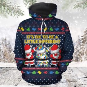 Santa Dabbing It's Ok To Be A Little Different Christmas 3D Hoodie 3D Hoodie Navy S