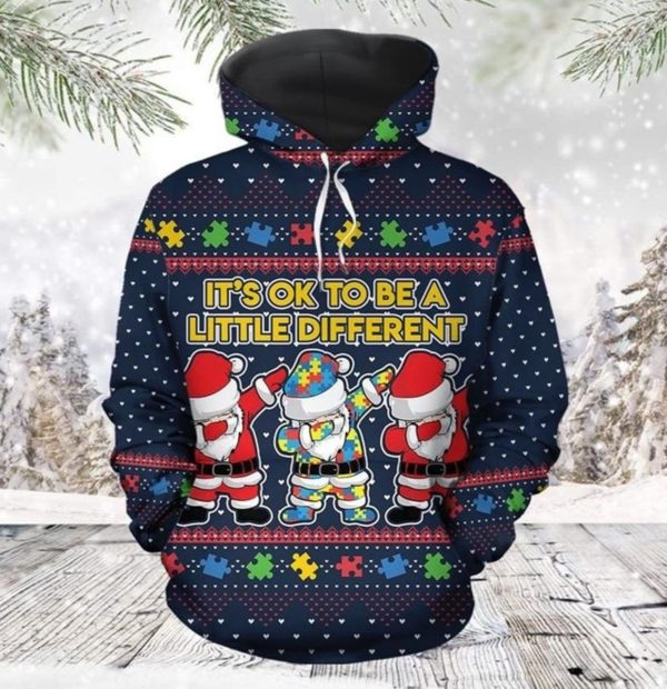 Santa Dabbing It's Ok To Be A Little Different Christmas 3D Hoodie 3D Hoodie Navy S