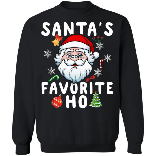 Santa’s Favorite Ho Inappropriate Christmas Sweatshirt Crewneck Sweatshirt Black S