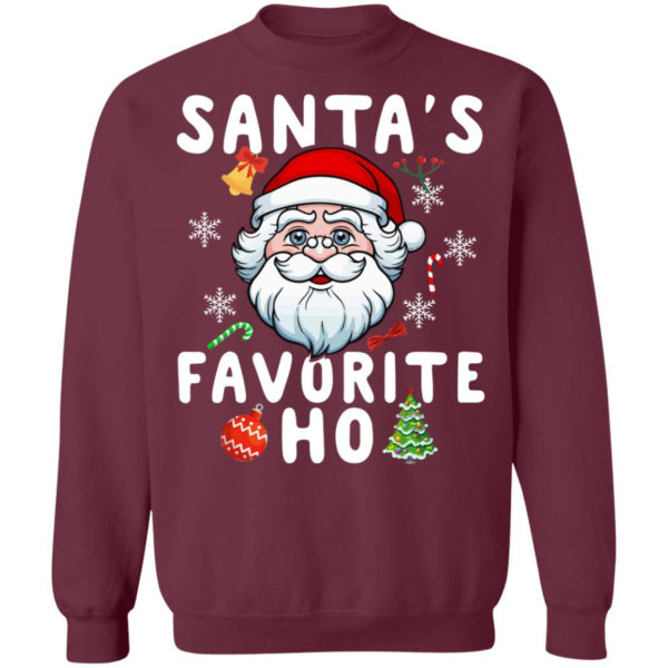 Santa’s Favorite Ho Inappropriate Christmas Sweatshirt Crewneck Sweatshirt Maroon S
