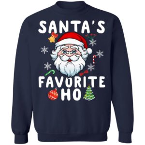 Santa’s Favorite Ho Inappropriate Christmas Sweatshirt Crewneck Sweatshirt Navy S