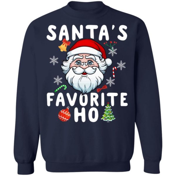 Santa’s Favorite Ho Inappropriate Christmas Sweatshirt Crewneck Sweatshirt Navy S