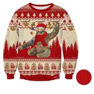 Sloth Santa Lazy Sloth Christmas 3D Sweater AOP Sweater Red S