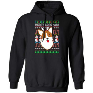 Snowman Merry Corgmas Dog Lover Christmas Shirt Hoodie Black S