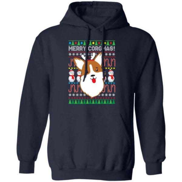 Snowman Merry Corgmas Dog Lover Christmas Shirt Hoodie Navy S