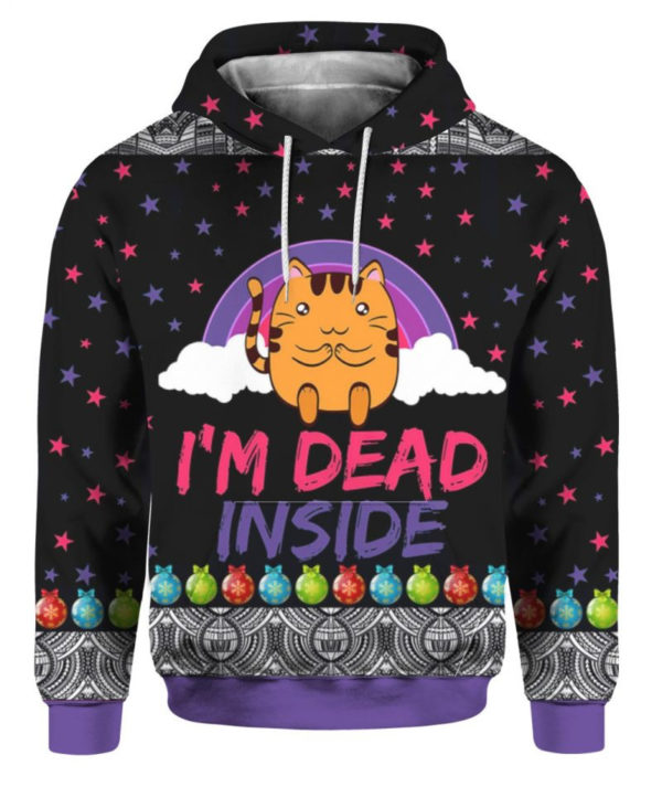 Stars Yellow Cat I'm Dead Inside Christmas All Over Print 3D Shirt 3D Hoodie Black S