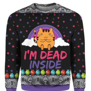 Stars Yellow Cat I'm Dead Inside Christmas All Over Print 3D Shirt 3D Sweatshirt Black S