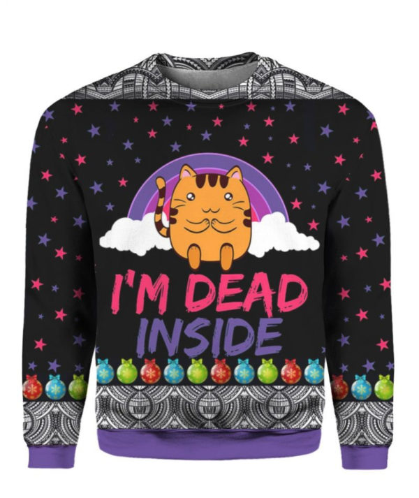 Stars Yellow Cat I'm Dead Inside Christmas All Over Print 3D Shirt 3D Sweatshirt Black S
