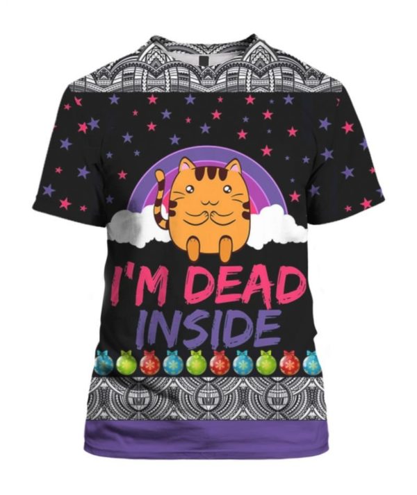 Stars Yellow Cat I'm Dead Inside Christmas All Over Print 3D Shirt 3D T-Shirt Black S