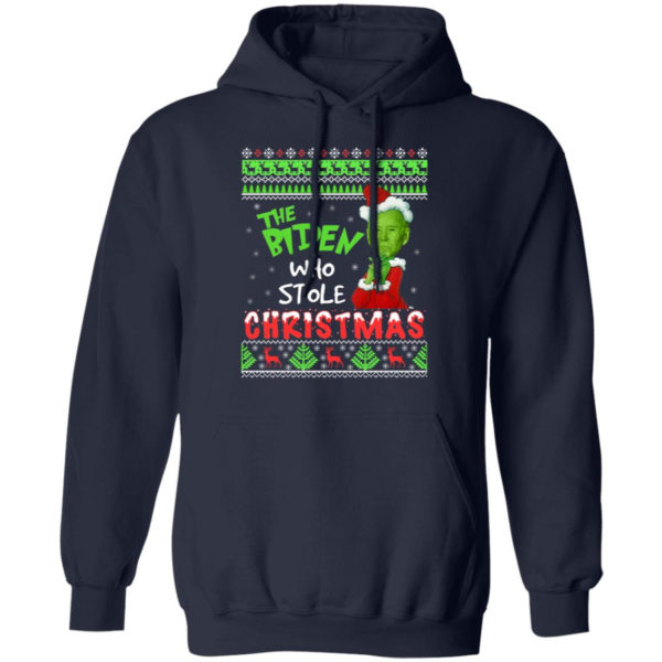 The Biden Who Stole Christmas Funny Biden Grinch Christmas Shirt Hoodie Navy S