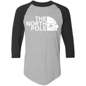 The North Pole Christmas Shirt Colorblock Raglan Jersey Athletic Heather/Black S