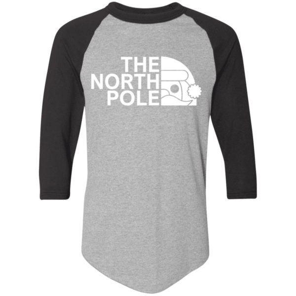 The North Pole Christmas Shirt Colorblock Raglan Jersey Athletic Heather/Black S