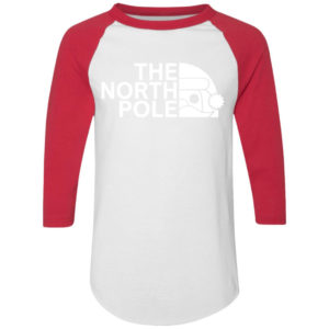 The North Pole Christmas Shirt Colorblock Raglan Jersey White/Red S