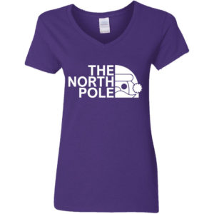 The North Pole Christmas Shirt Ladies V-Neck T-Shirt Purple S