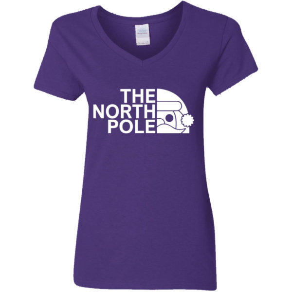 The North Pole Christmas Shirt Ladies V-Neck T-Shirt Purple S