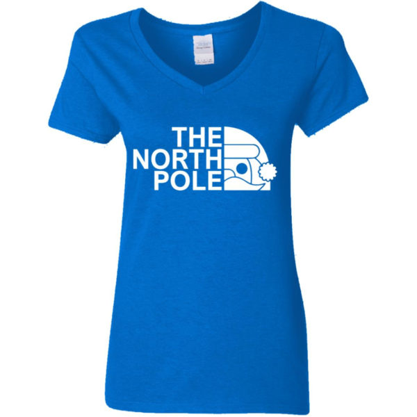 The North Pole Christmas Shirt Ladies V-Neck T-Shirt Royal S