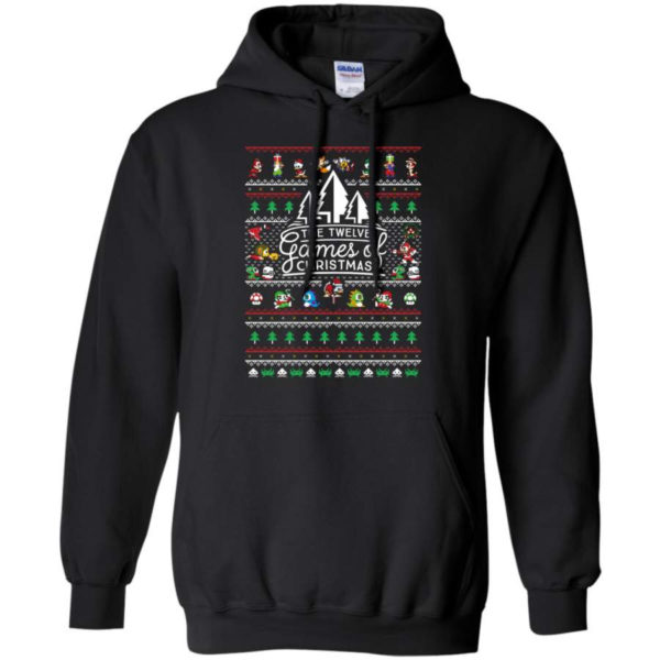 The Twelve Games of Christmas Gamer Game Lover Christmas Shirt Hoodie Black S