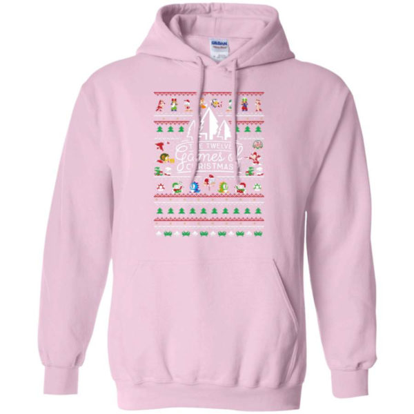 The Twelve Games of Christmas Gamer Game Lover Christmas Shirt Hoodie Light Pink S
