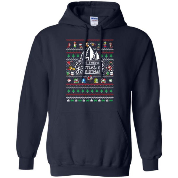 The Twelve Games of Christmas Gamer Game Lover Christmas Shirt Hoodie Navy S