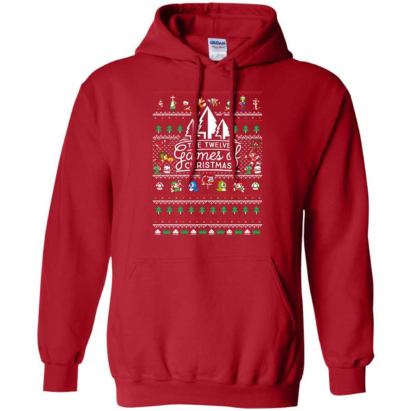The Twelve Games of Christmas Gamer Game Lover Christmas Shirt Hoodie Red S