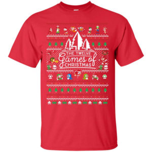 The Twelve Games of Christmas Gamer Game Lover Christmas Shirt Unisex T-Shirt Red S