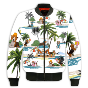 Ugly Beagle Summer Holiday Funny Beach All Over Print Shirt Bomber Jacker White S