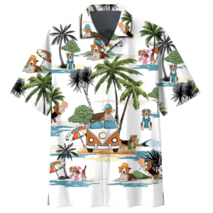 Ugly Beagle Summer Holiday Funny Beach All Over Print Shirt Hawaiian Shirt White S