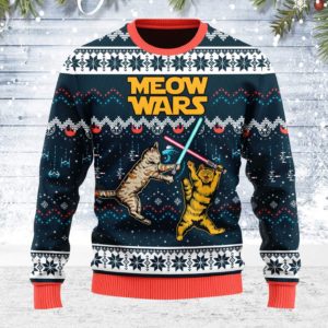 Ugly Cats Meow Wars Christmas Sweater AOP Sweater Navy S