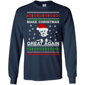 Ugly Christmas Donald Trump Make Christmas Great Again Christmas Shirt Long Sleeve Navy S