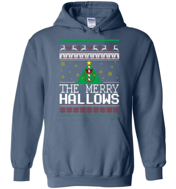 Ugly Christmas The Merry Hallows Christmas Shirt Hoodie Indigo Blue S