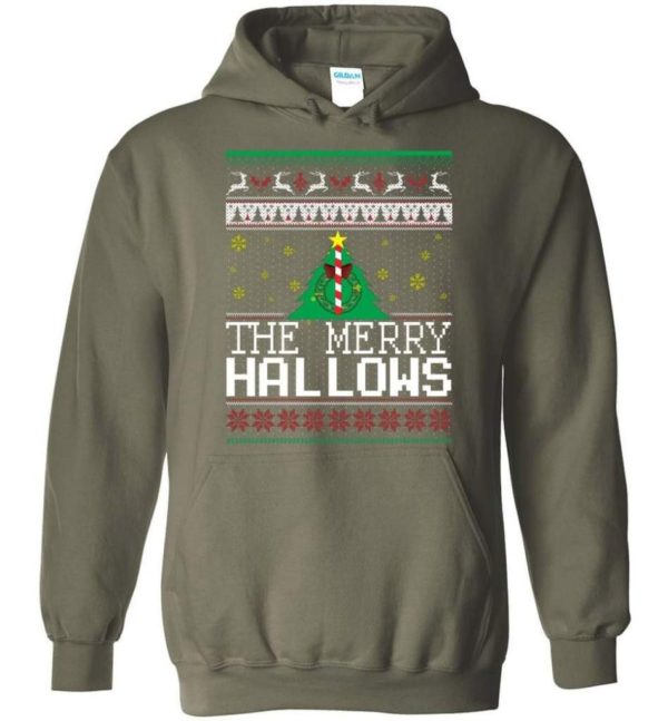 Ugly Christmas The Merry Hallows Christmas Shirt Hoodie Military Green S