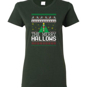 Ugly Christmas The Merry Hallows Christmas Shirt Ladies T-Shirt Forest Green S