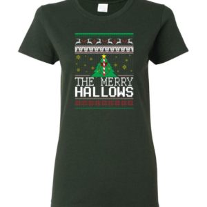 Ugly Christmas The Merry Hallows Christmas Shirt Ladies T-Shirt Forest Green S