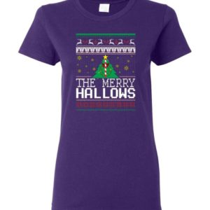 Ugly Christmas The Merry Hallows Christmas Shirt Ladies T-Shirt Purple S