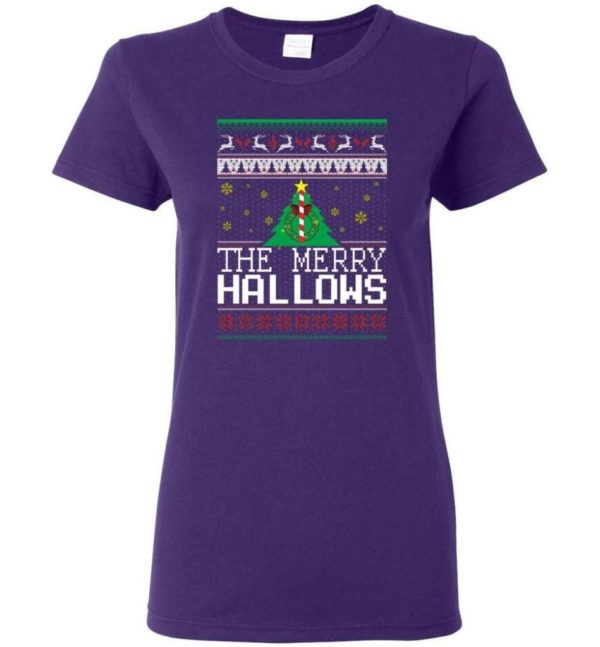 Ugly Christmas The Merry Hallows Christmas Shirt Ladies T-Shirt Purple S