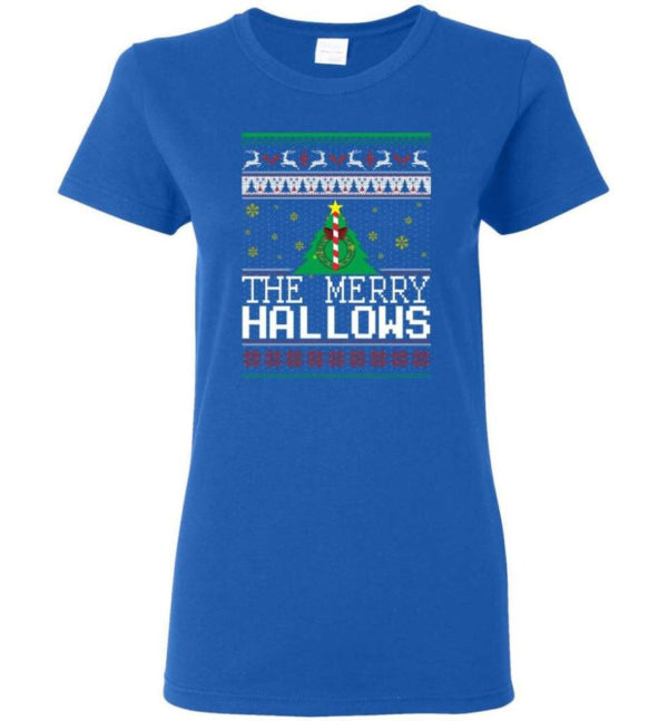 Ugly Christmas The Merry Hallows Christmas Shirt Ladies T-Shirt Royal S