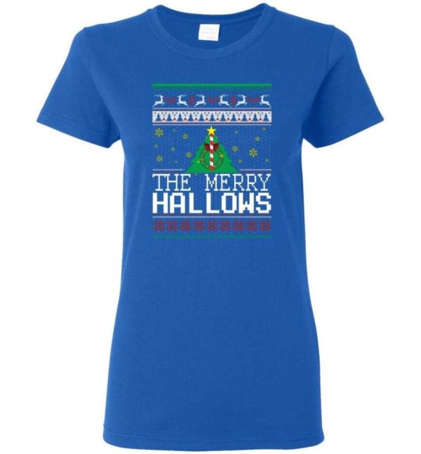 Ugly Christmas The Merry Hallows Christmas Shirt Ladies T-Shirt Royal S