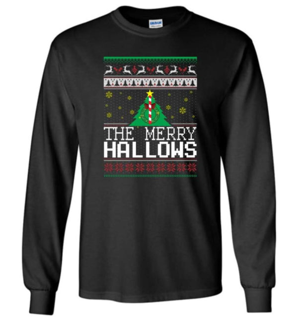 Ugly Christmas The Merry Hallows Christmas Shirt Long Sleeve Black S
