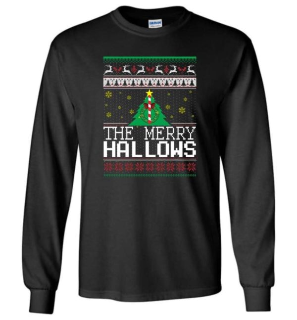 Ugly Christmas The Merry Hallows Christmas Shirt Long Sleeve Black S