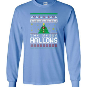 Ugly Christmas The Merry Hallows Christmas Shirt Long Sleeve Carolina Blue S