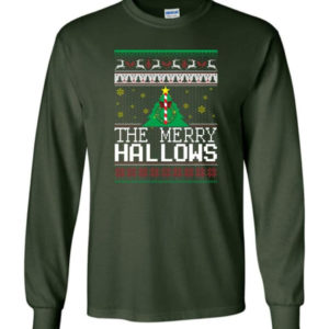 Ugly Christmas The Merry Hallows Christmas Shirt Long Sleeve Forest Green S