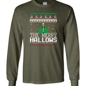 Ugly Christmas The Merry Hallows Christmas Shirt Long Sleeve Milytary Green S