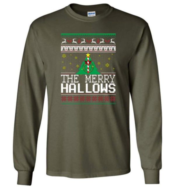 Ugly Christmas The Merry Hallows Christmas Shirt Long Sleeve Milytary Green S