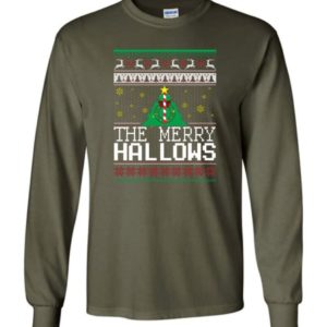 Ugly Christmas The Merry Hallows Christmas Shirt Long Sleeve Milytary Green S