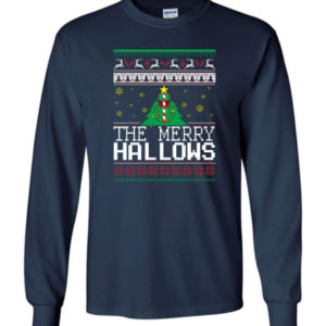 Ugly Christmas The Merry Hallows Christmas Shirt Long Sleeve Navy S