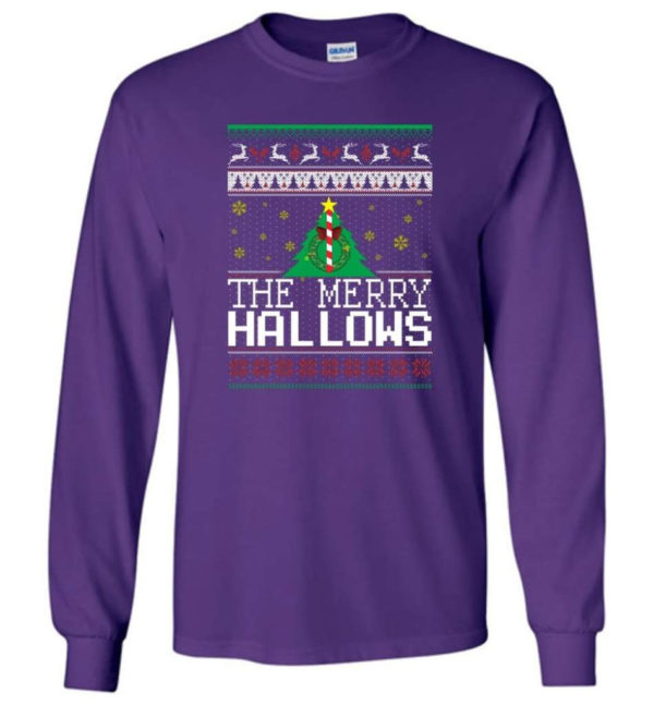 Ugly Christmas The Merry Hallows Christmas Shirt Long Sleeve Purple S