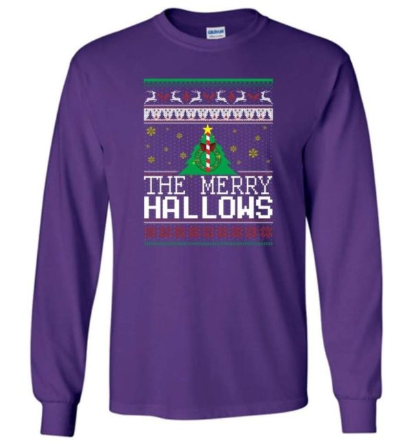 Ugly Christmas The Merry Hallows Christmas Shirt Long Sleeve Purple S