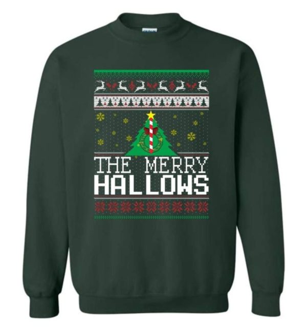 Ugly Christmas The Merry Hallows Christmas Shirt Sweatshirt Forest Green S